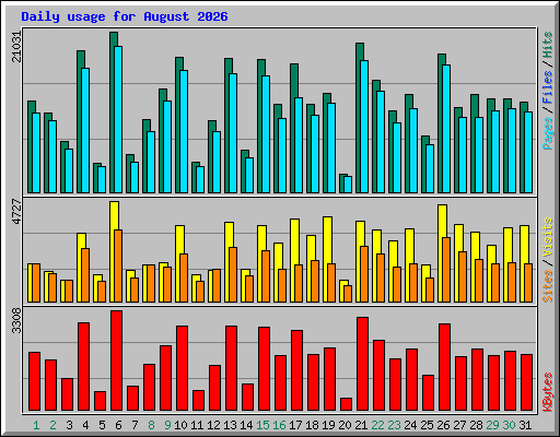 Daily usage for August 2026